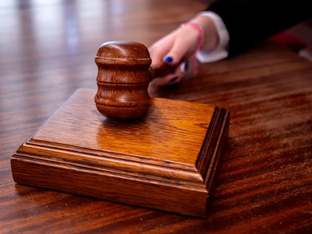 Judge's gavel in a courtroom