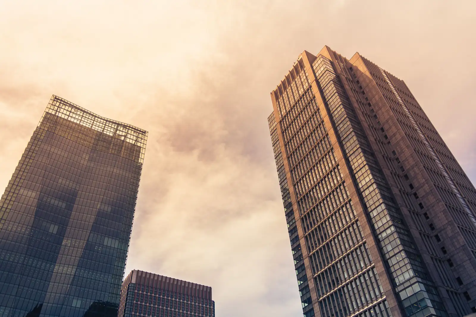 Low-angle view of glass skyscrapers